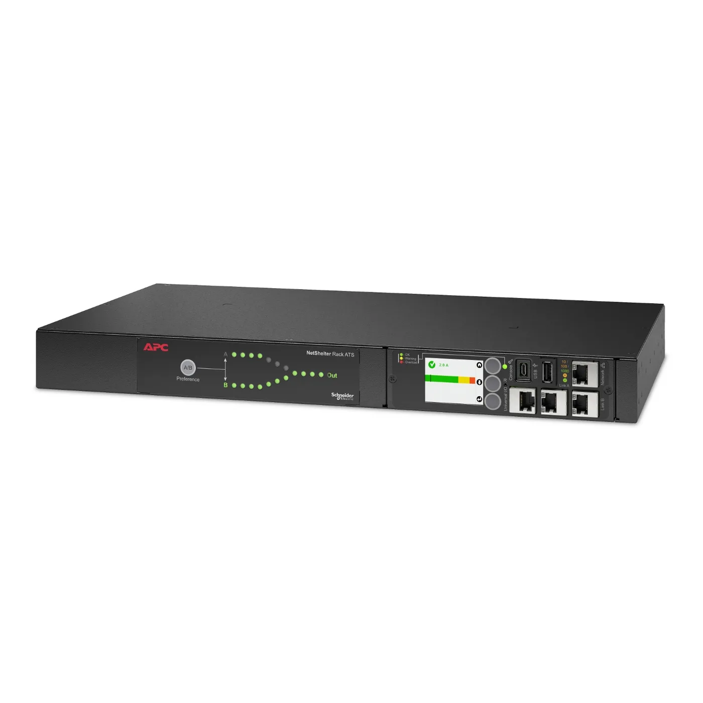 APC Rack ATS, 230V, 16A, C20 in, (8) C13 (1) C19 out — zasilacz awaryjny UPS