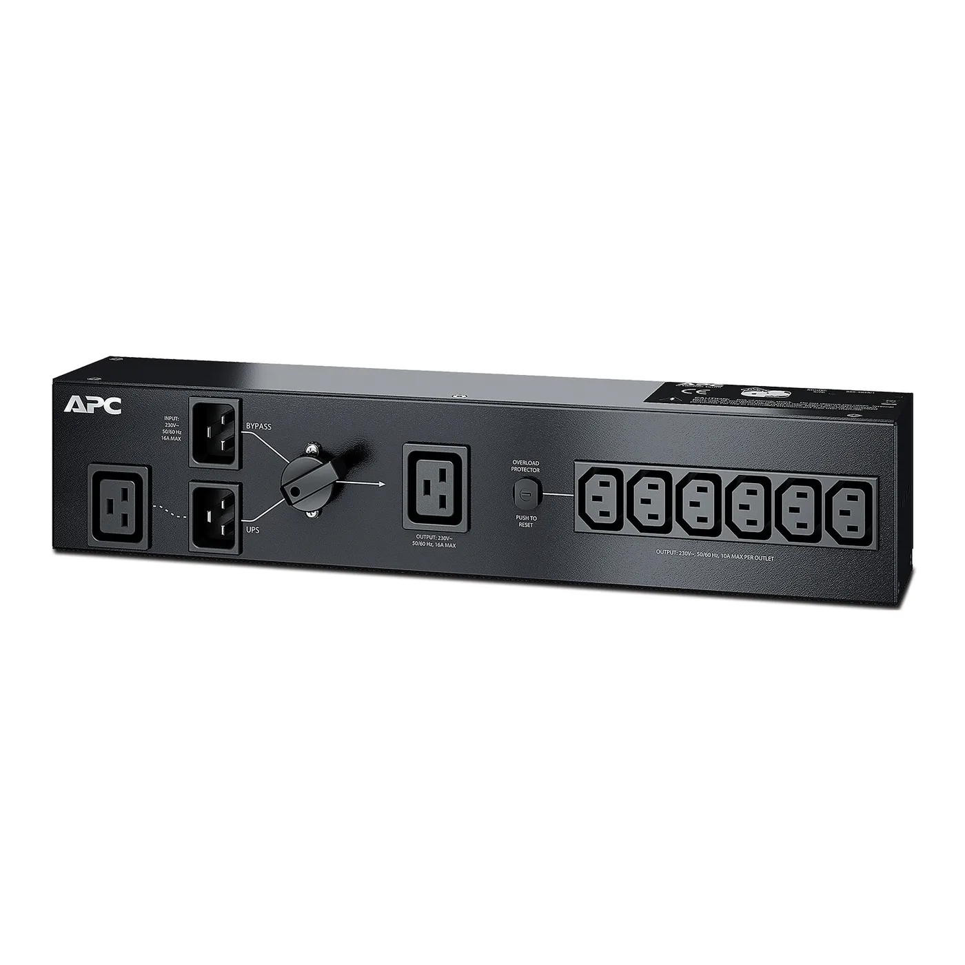 APC SERVICE BYPASS PANEL 230V 16A BBM IEC C20 input; (6) IEC C13 (1) C19 output