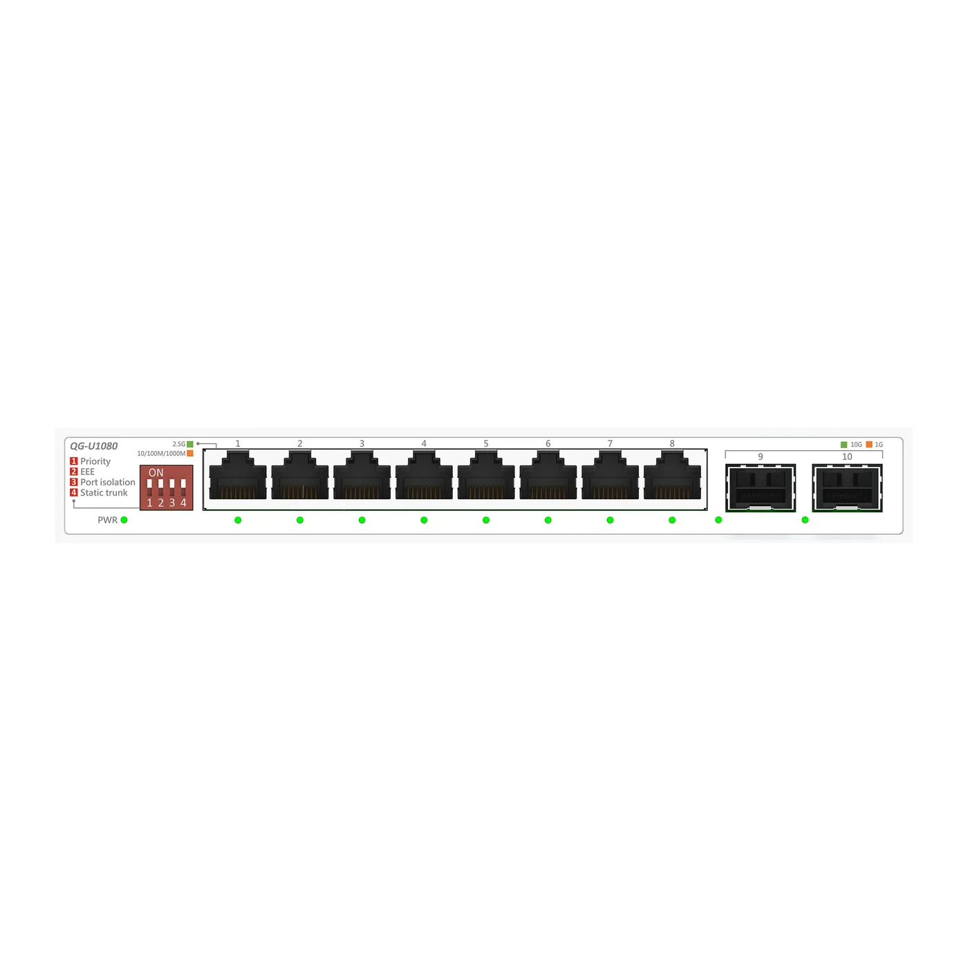 ASUS QG-U1080 8-Port 2.5G + 2-Port 10G SFP+ Unmanaged Switch — przełącznik LAN niezarządzalny 8 portów