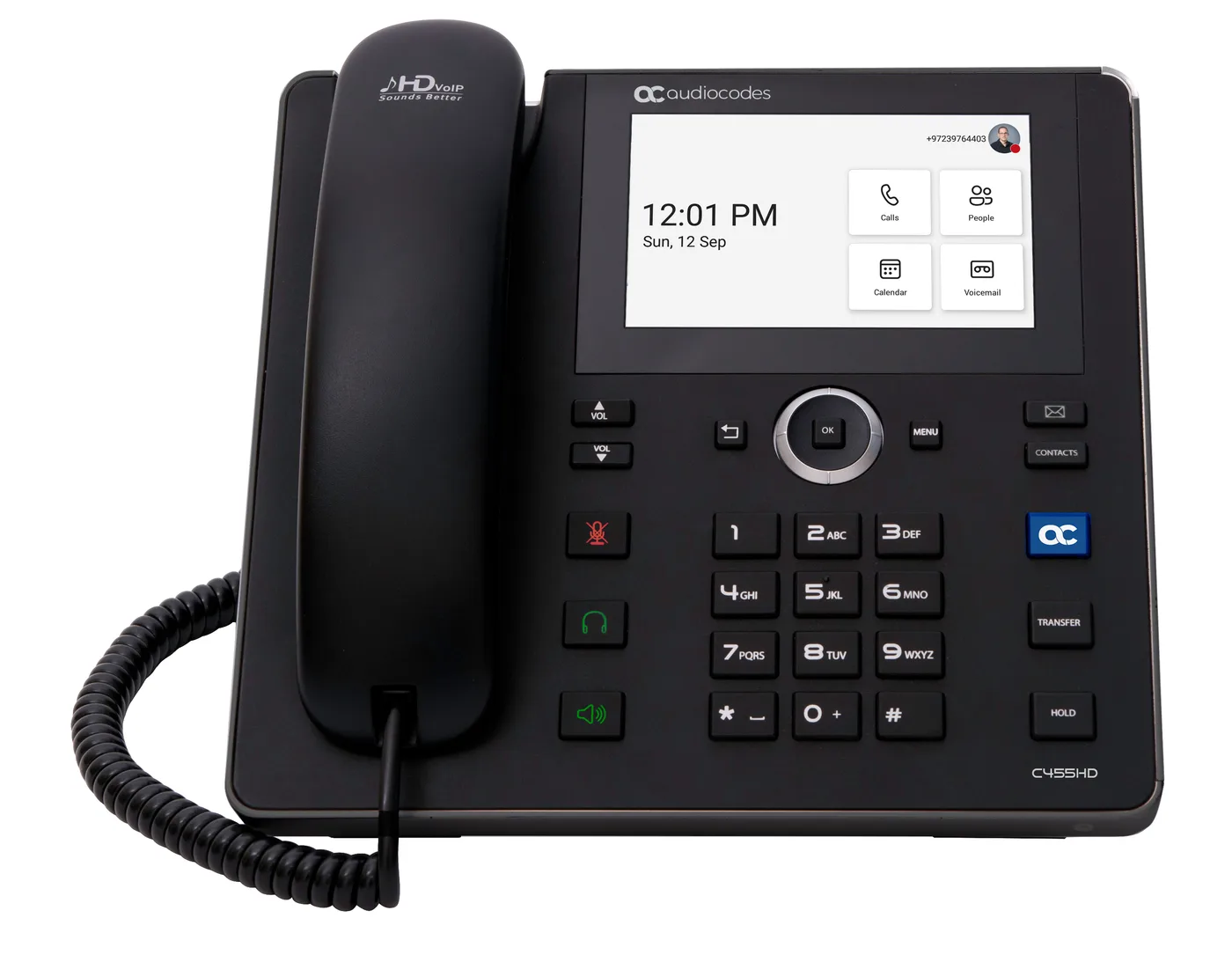 Audiocodes Teams C455HD IP-Phone PoE GbE black with integrated BT and Dual Band Wi-Fi