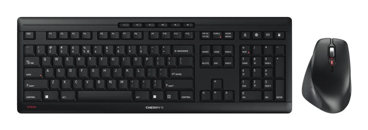 CHERRY STREAM DESKTOP COMFORT/US-INTL WITH EUR SYMBOL BLACK — klawiatura