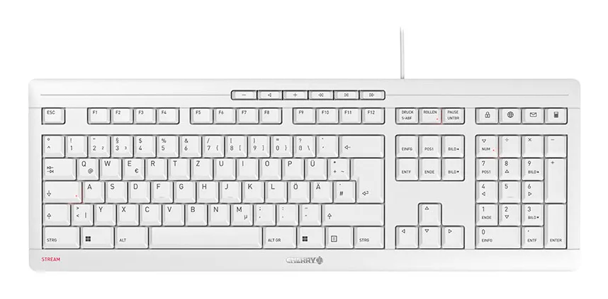 CHERRY STREAM KEYBOARD GERMANY/WHITE-GREY — klawiatura