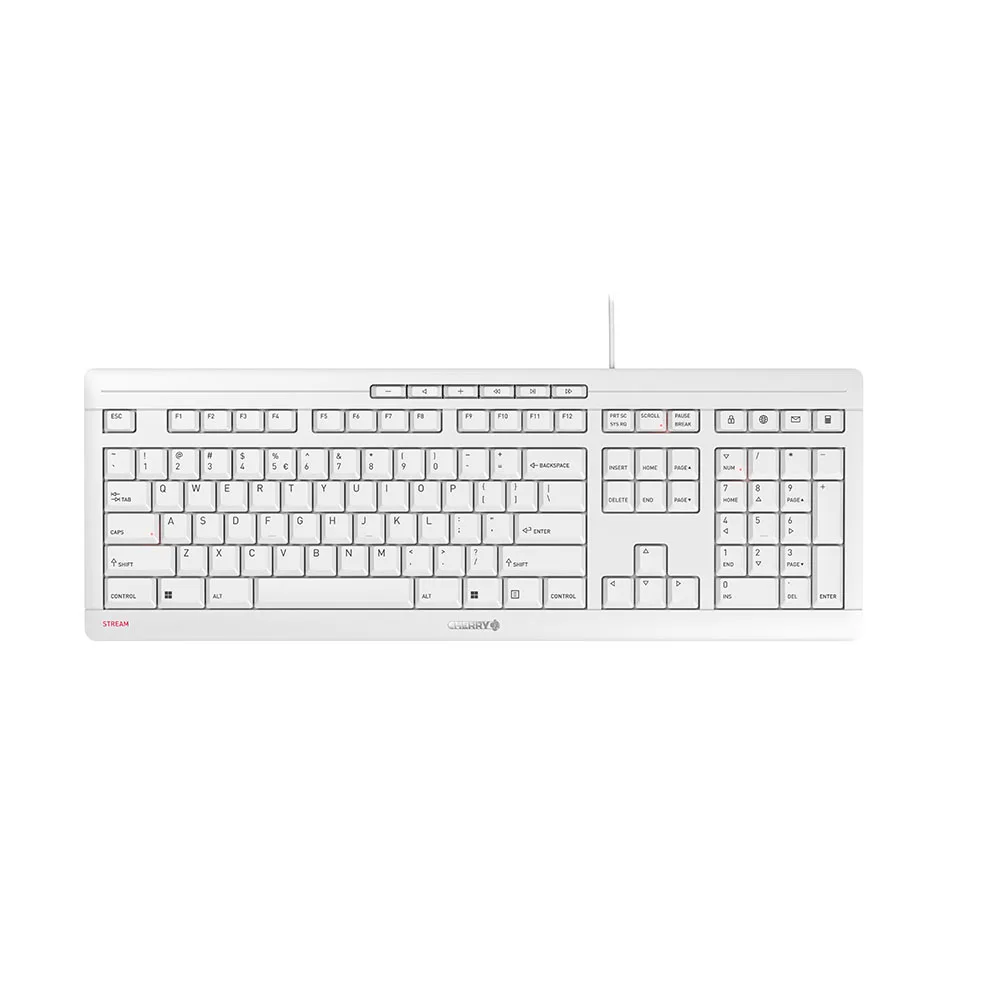 CHERRY STREAM KEYBOARD US/ENGLISH W/EURO SYM WHITE-GRAY — klawiatura