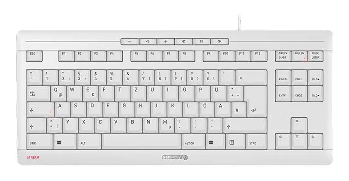 CHERRY STREAM KEYBOARD/TKLCORDED COMPACT WHITE — klawiatura