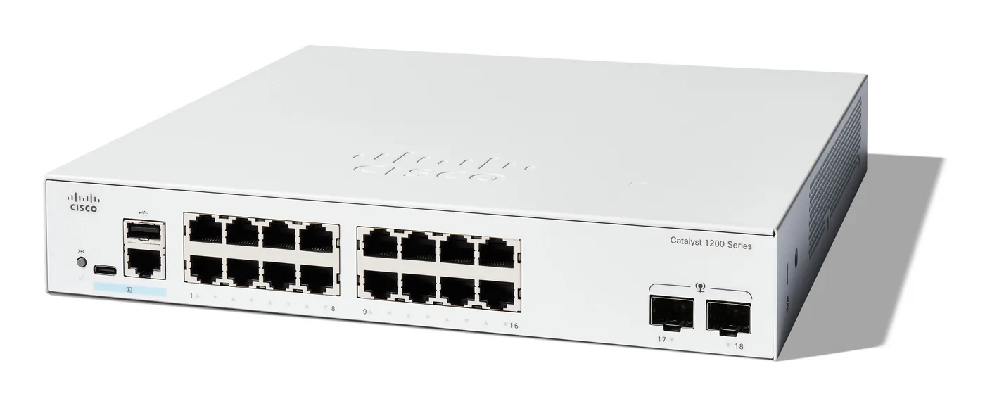 Cisco CATALYST 1200 16-PORT GE 2X1G/SFP — przełącznik LAN zarządzalny 16 portów