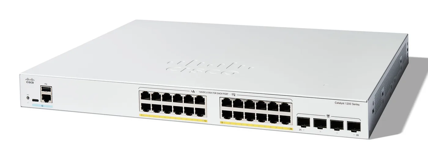 Cisco CATALYST 1200 24-PORT GE FULL/POE 4X1G SFP — przełącznik LAN zarządzalny 24 portów