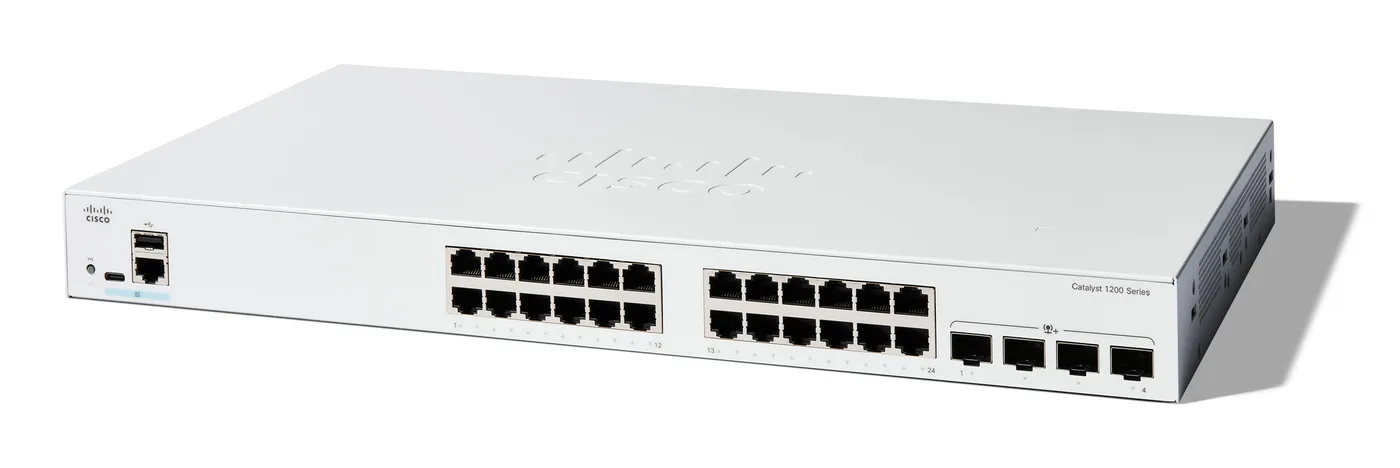 Cisco CATALYST 1200 24-PORT GE 4X10G/SFP+ — przełącznik LAN zarządzalny 24 portów