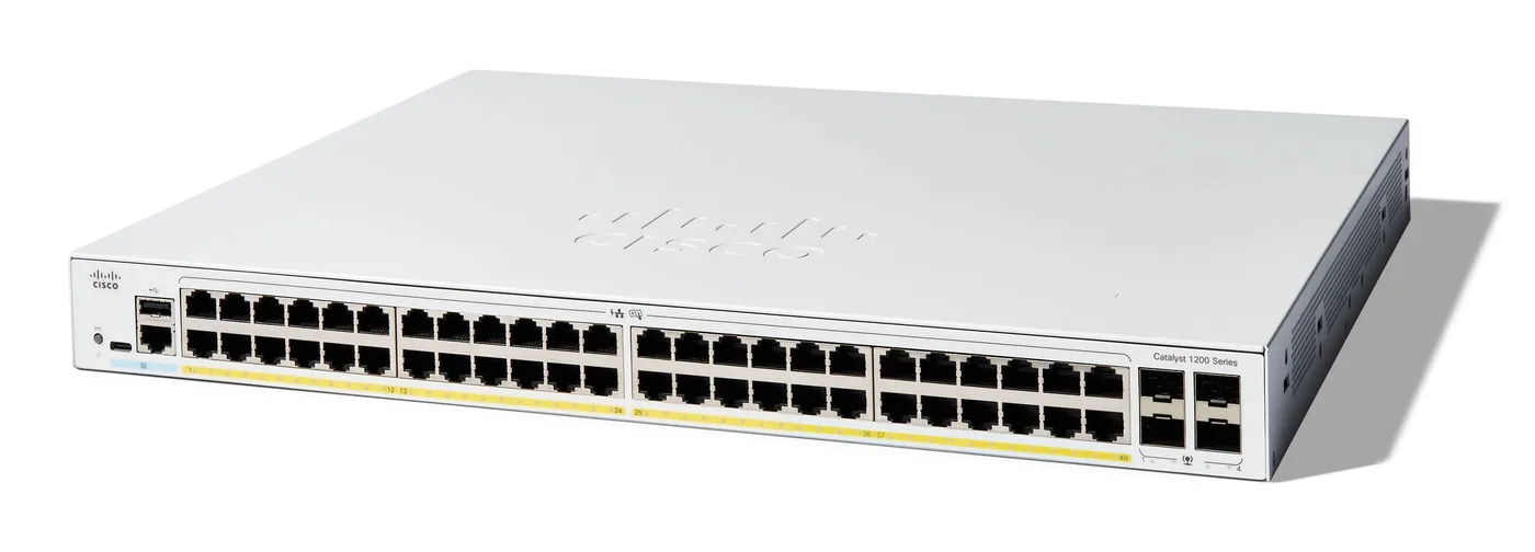 Cisco CATALYST 1200 48-PORT GE POE/4X1G SFP — przełącznik LAN zarządzalny 48 portów