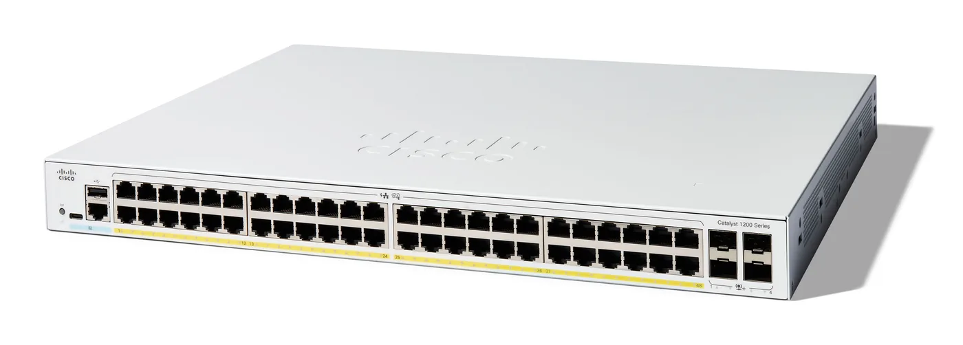 Cisco CATALYST 1200 48-PORT GE POE/4X10G SFP+ — przełącznik LAN zarządzalny 48 portów