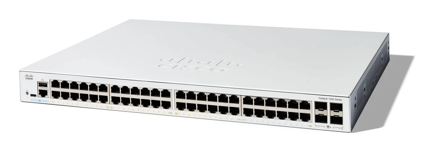 Cisco CATALYST 1200 48-PORT GE 4X10G/SFP+ — przełącznik LAN zarządzalny 48 portów