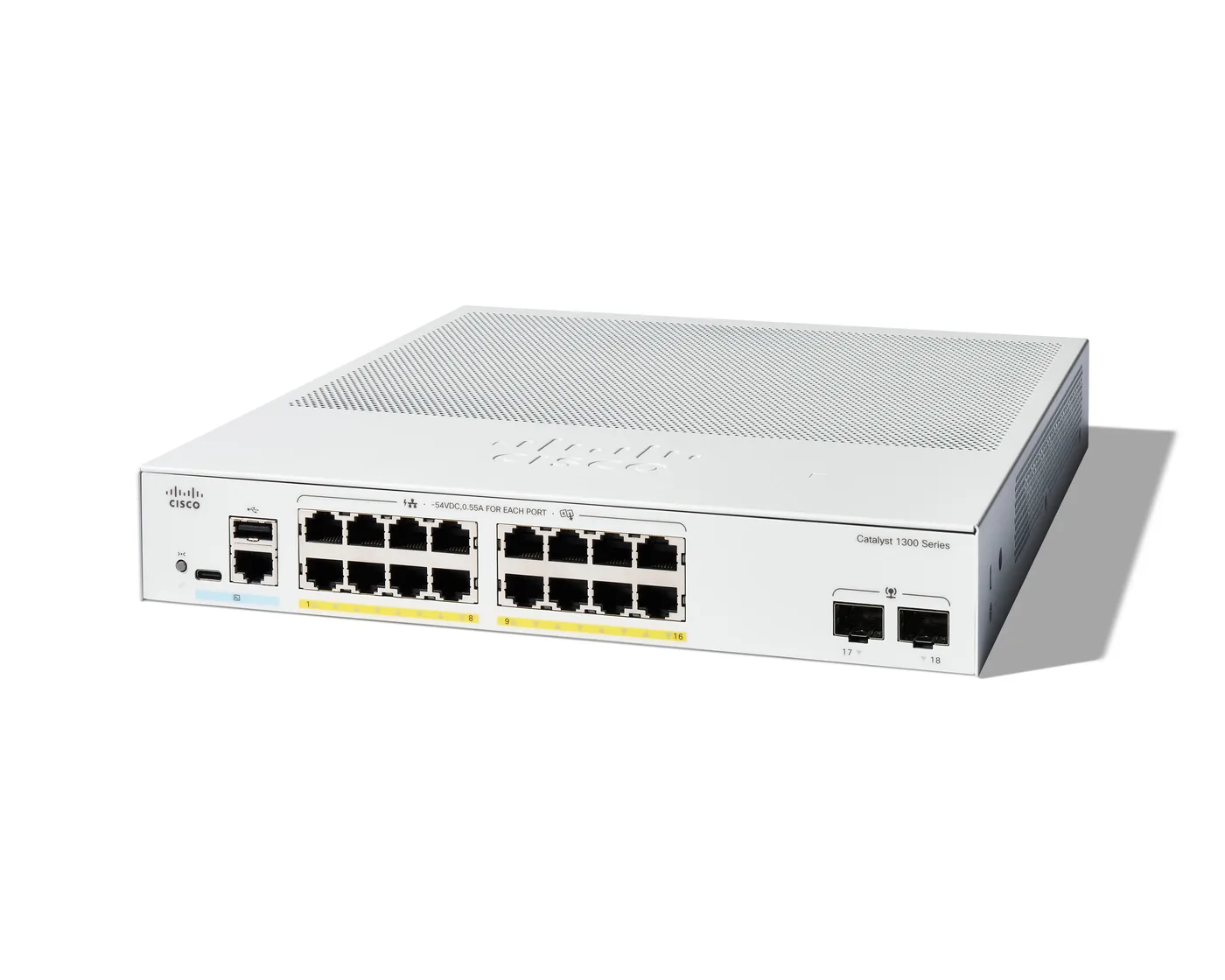 Cisco CATALYST 1300 16-PORT GE FULL/POE 2X1G SFP — przełącznik LAN zarządzalny 16 portów