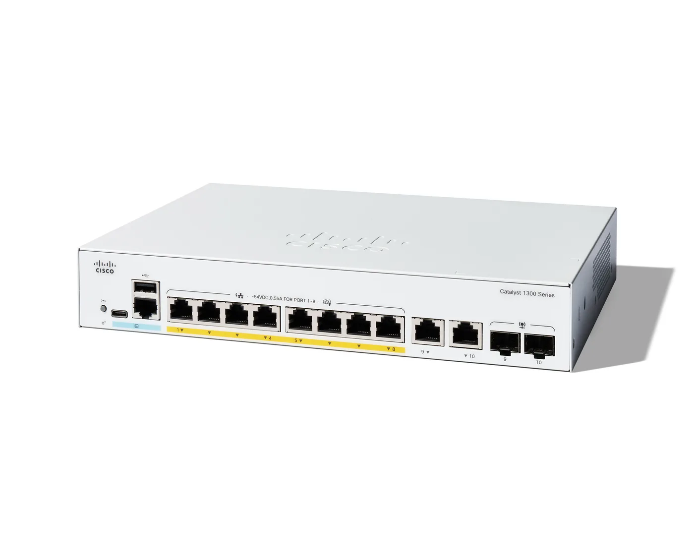Cisco CATALYST 1300 8-PORT GE POE EXT/PS 2X1G COMBO — przełącznik LAN zarządzalny 8 portów PoE+