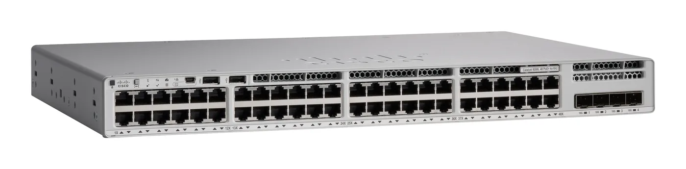 Cisco Catalyst 9200L 48-port Partial PoE+, 4 x 10G, NW Essentials — przełącznik LAN zarządzalny 48 portów