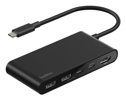 Belkin CONNECT 5-IN-1 USB-C HUB WITH/DUAL USB-C PORTS BLACK — hub USB