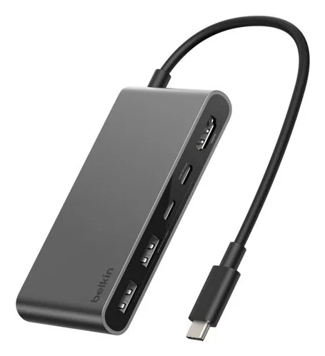 Belkin CONNECT 5-IN-1 USB-C HUB WITH/DUAL USB-C PORTS SILVER — hub USB