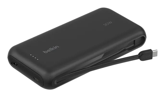 Belkin 20K PD30W INTEGRATED USB-C/CABLE POWER BANK BLACK — kabel zasilający
