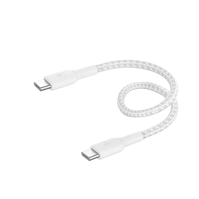 Belkin BOOSTCHARGE GEFLOCHTENES USB-C/BRAIDED CABLE WHITE 0.15M WHITE — kabel zasilający