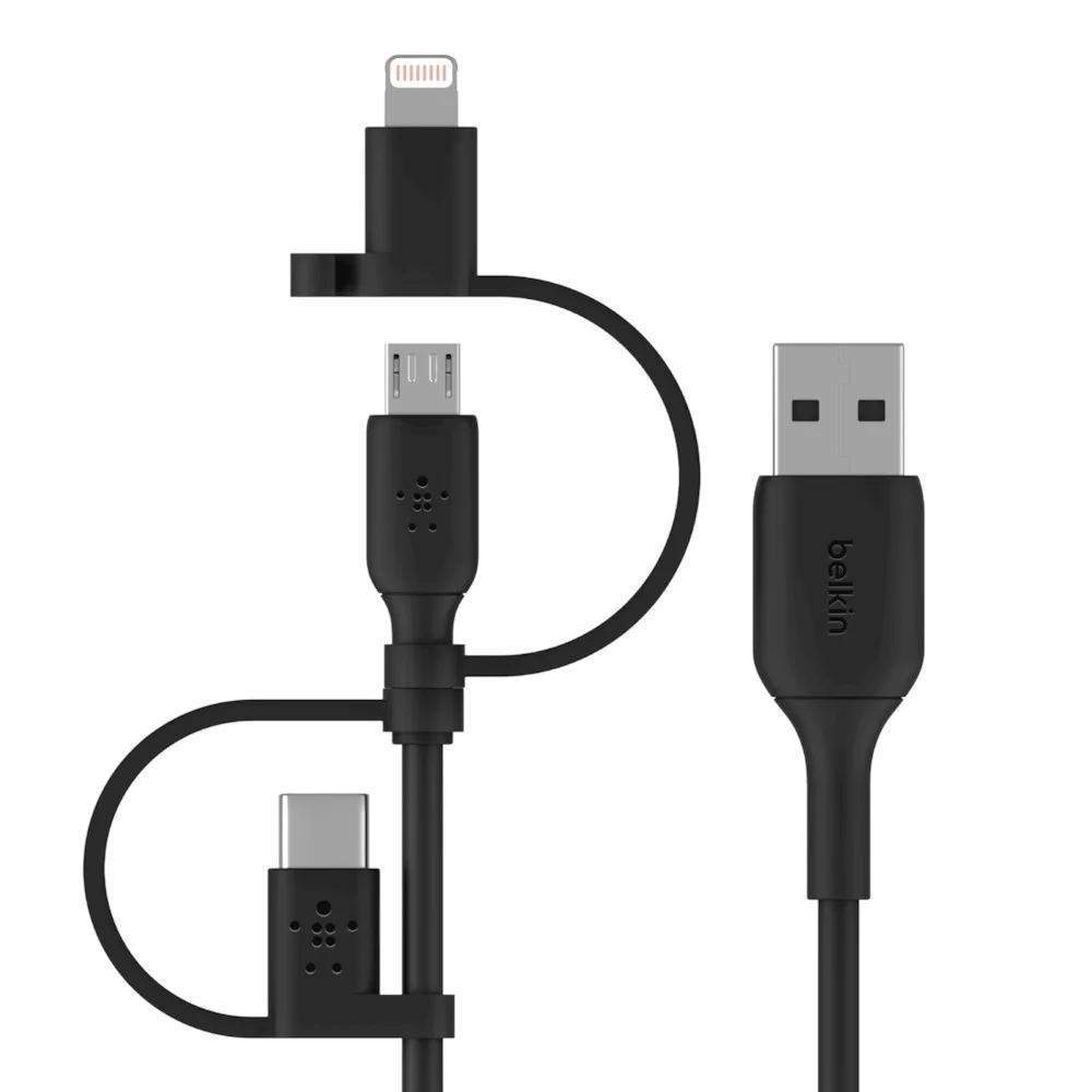 Belkin BOOST CHARGE UNIV CHARG CABLE/LIGHT/MICRO-USB/USB-C TO-A 1M BL — kabel audio-wideo