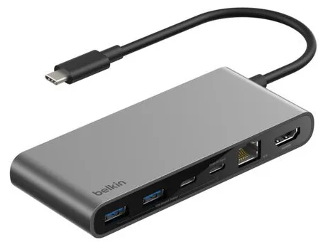 BELKIN CONNECT 8-IN-1 USB-C HUB/DUAL USB-C PORTS - SILBER — stacja dokująca