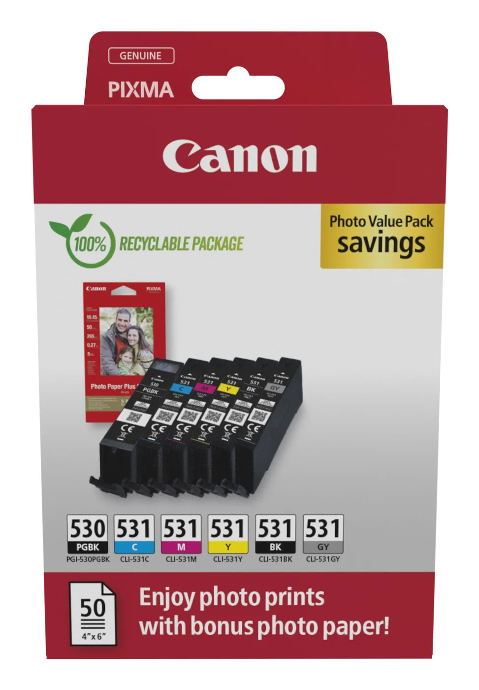 Canon PGI-530/CLI-531 PGBK/C/M/Y/BK//GY PHOTO VALUE — tusz