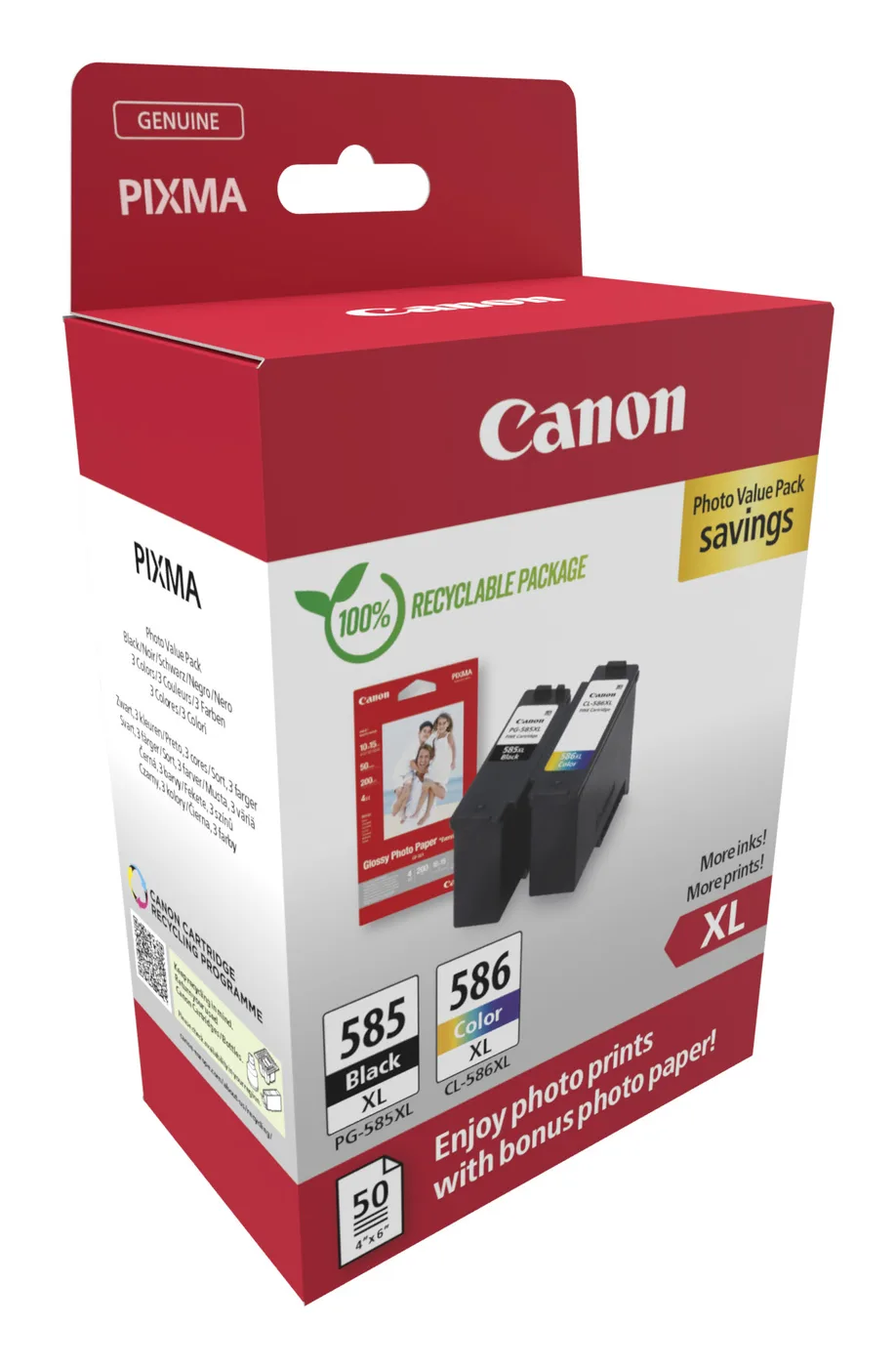 Canon PG-585XL/CL-586XL PHOTO VALUE/4X6 PHOT PAPER(GP-501 50SHEETS) — tusz