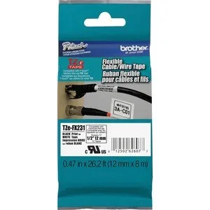 Brother TZE-FX231 LAMINATED TAPE 12MM/8M BLACK ON WHITE