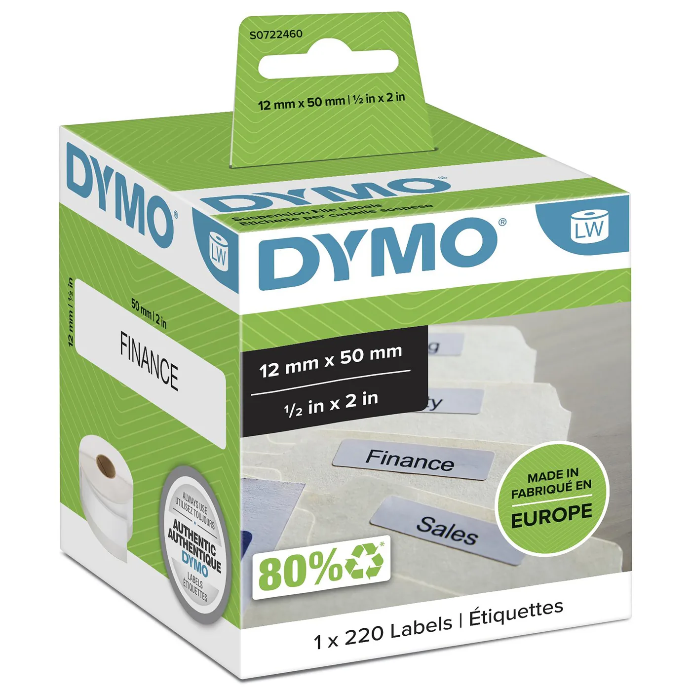 Dymo LW-LABELS 12X 50MM/WHITE 1X 220 PCS — materiał do drukarek etykiet