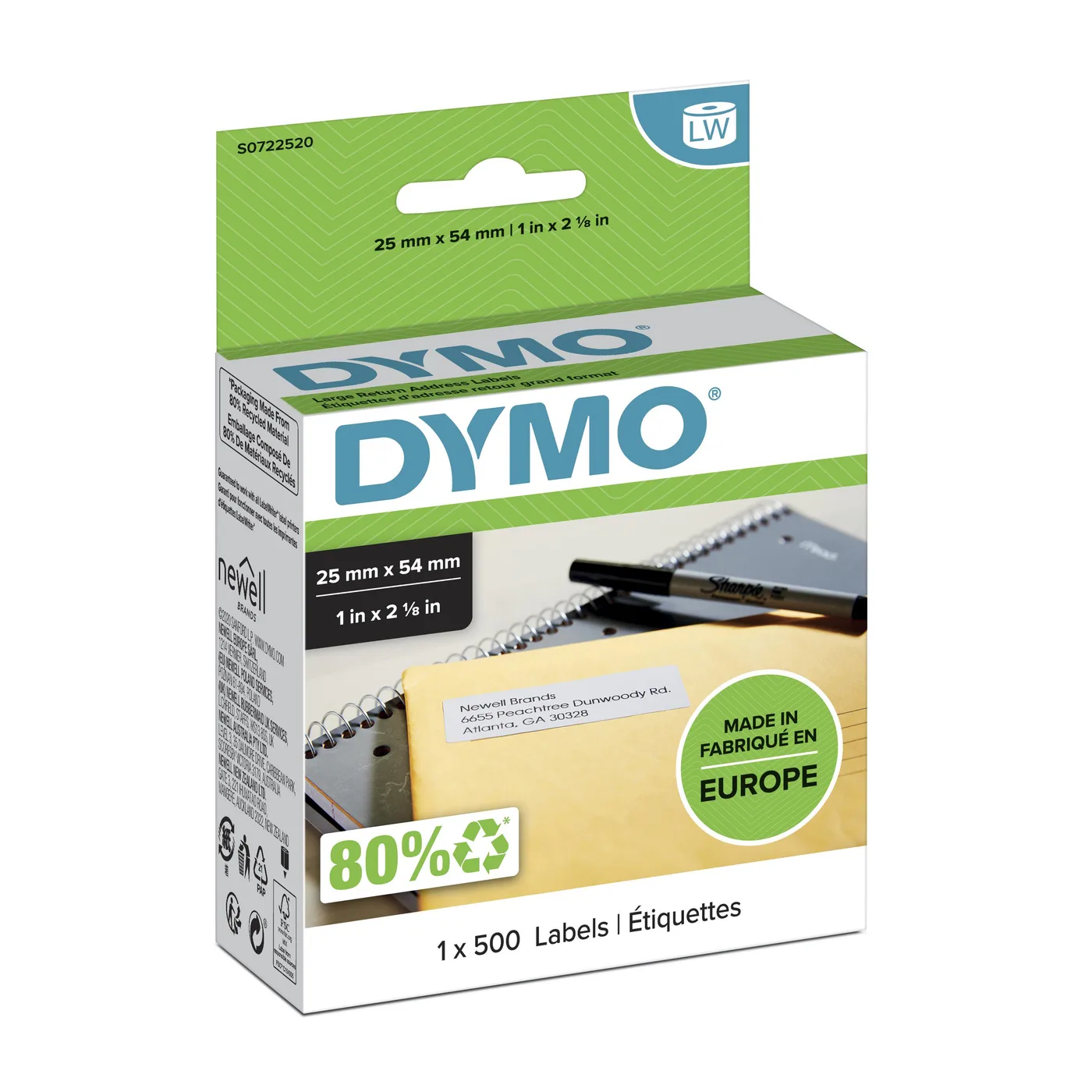 Dymo LW-LABELS 25X 54MM SHIP. RETURN/WHITE 25 X 54 MM 1X 500 PCS — materiał do drukarek etykiet