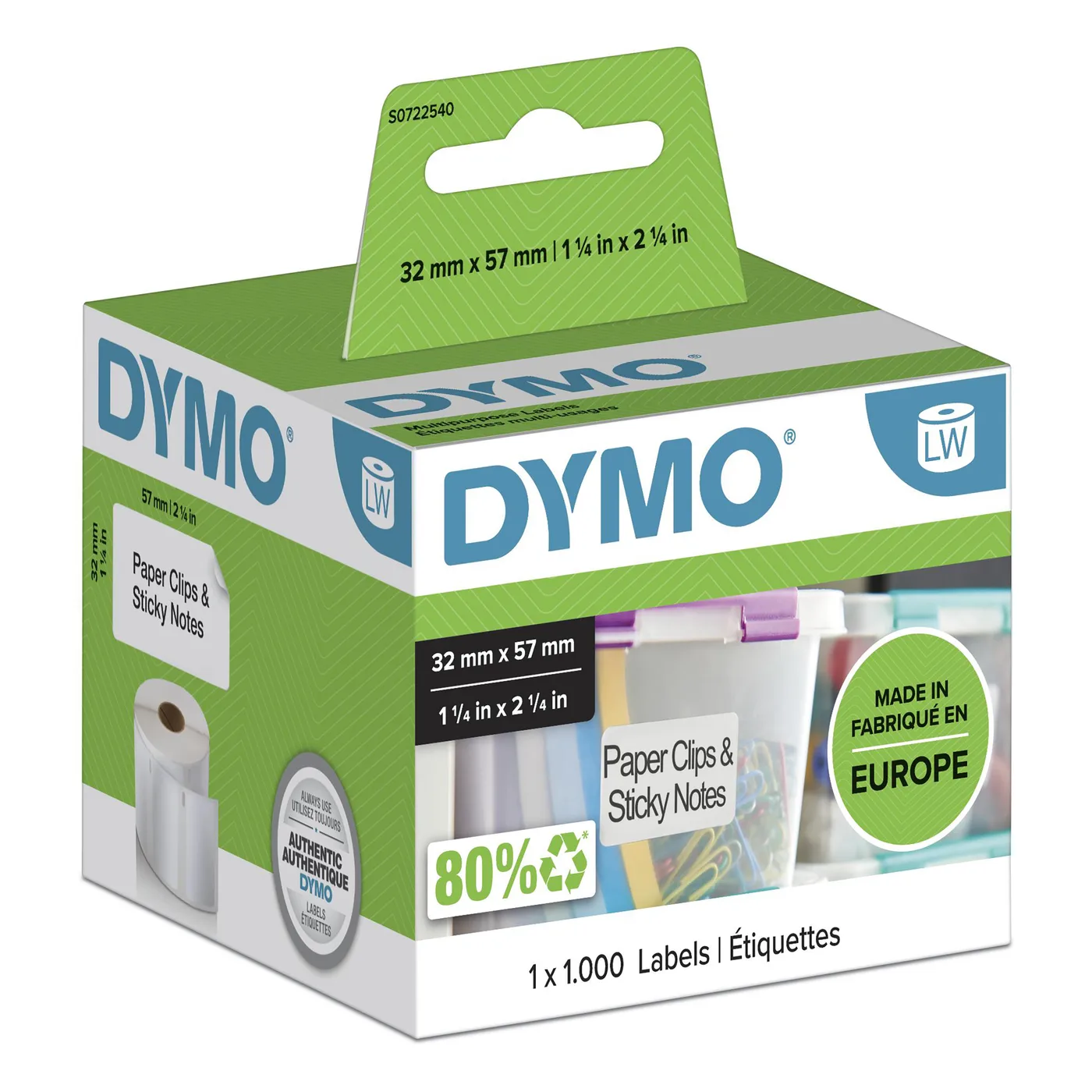 Dymo LW-LABELS 32X 57MM/WHITE 1X 1000PCS — materiał do drukarek etykiet
