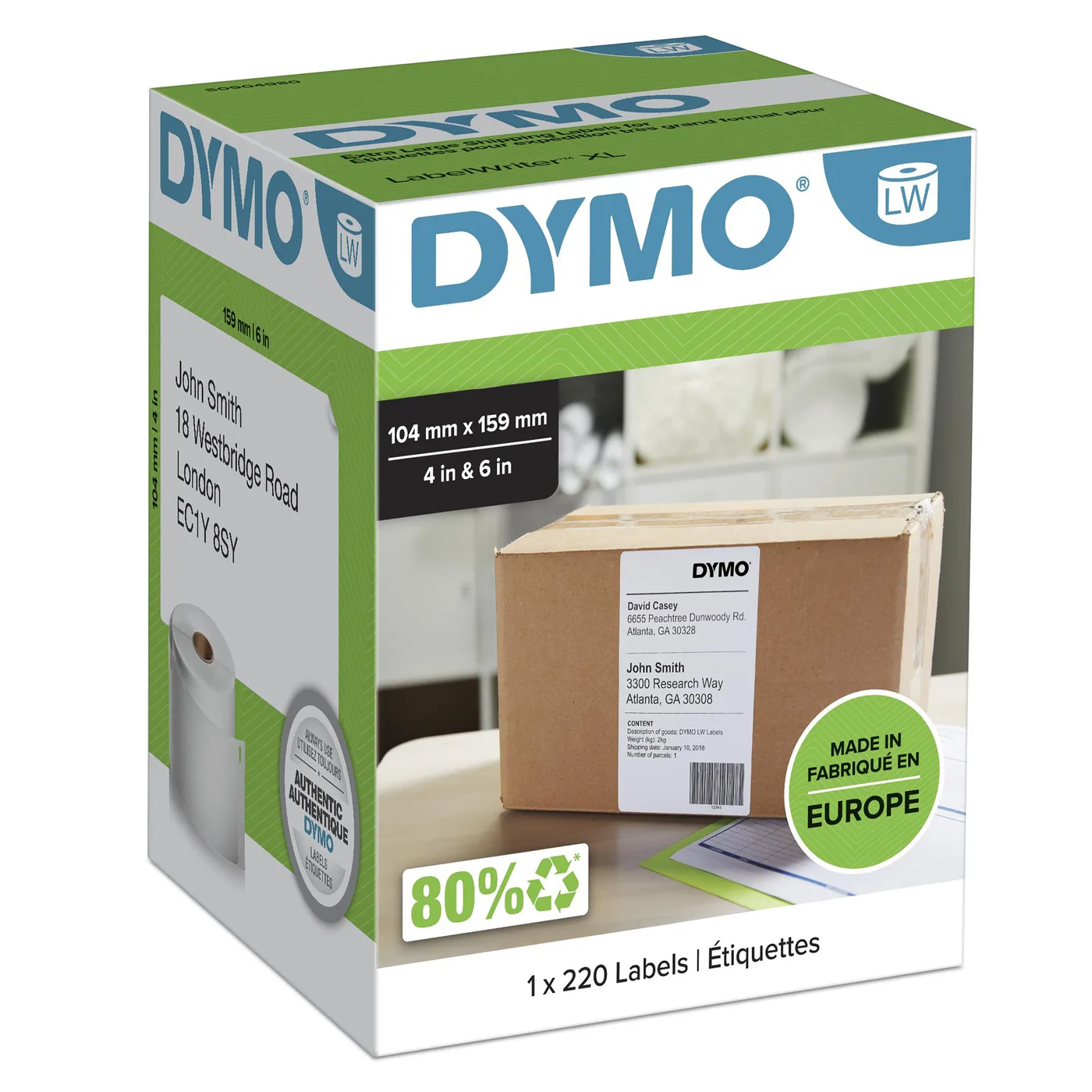 Dymo DISPATCH LABELS 104MM/159MM/WHITE FOR LW 4XL — materiał do drukarek etykiet