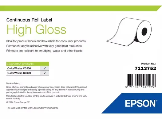 Epson HIGH GLOSS LABEL CONTINUOUS/ROLL 51MM X 33M — materiał do drukarek etykiet