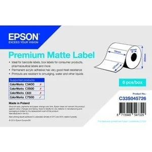Epson Premium Matte Label - Die-cut Roll: 76mm x 127mm, 960 labels — materiał do drukarek etykiet
