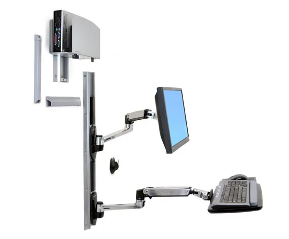 Ergotron LX WALLMOUNT SYSTEM W/CPU HOLD/MED SILV CPU HOLD 32IN 2.3-11KG — uchwyt do monitora