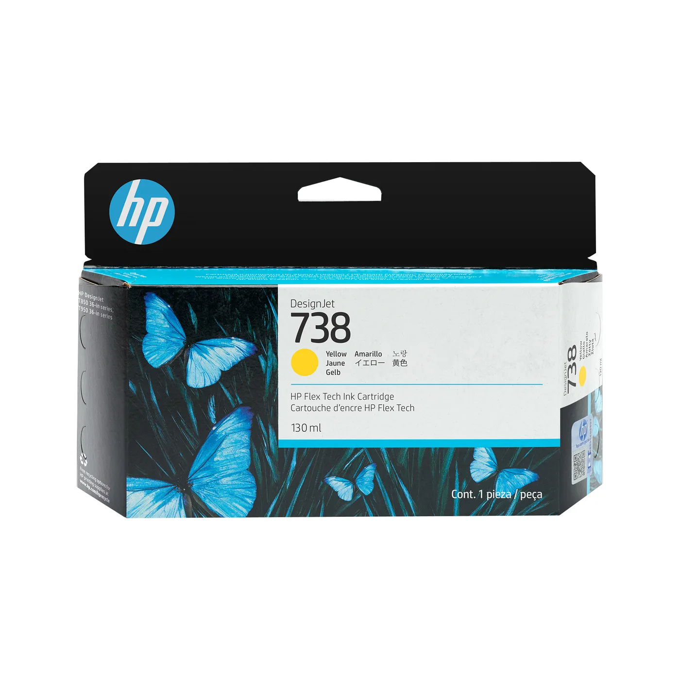 HP 738 130-ML YELLOW DESIGNJET INK/CARTRIDGE — tusz