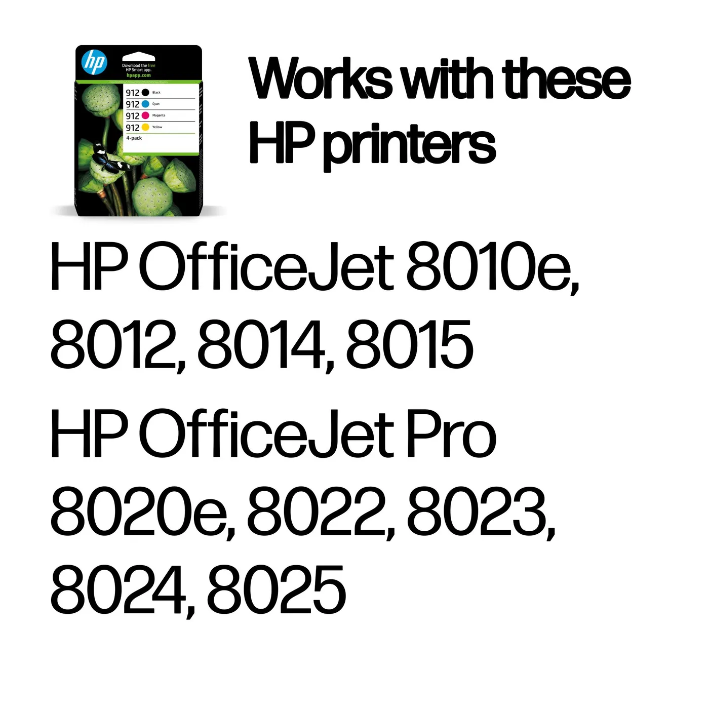 HP 912 4-PACK/BLACK/CYAN/MAGENTA/YELLOW ORIGIN — tusz