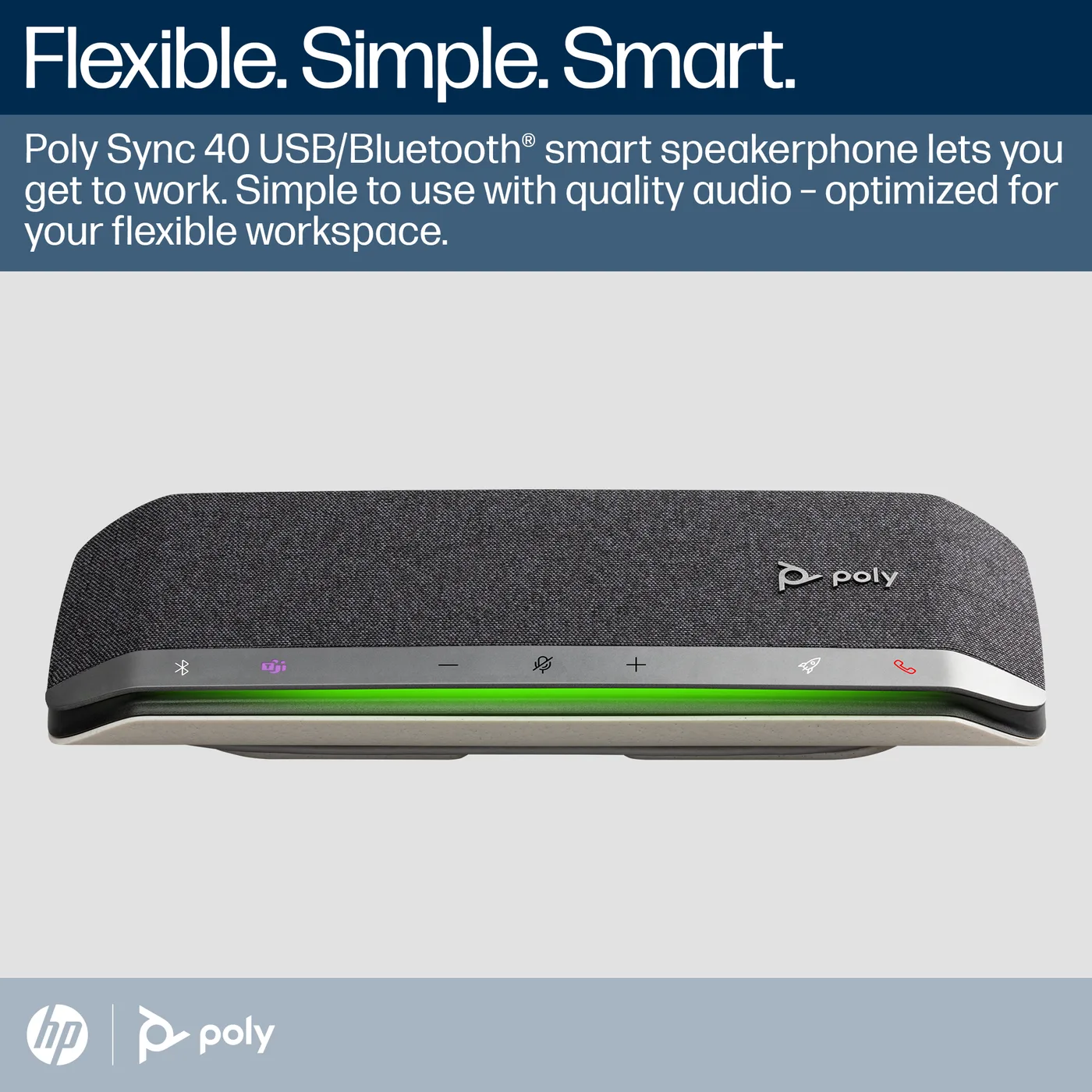 HP Poly Sync 40+ Microsoft Teams Certified USB-A USB-C Speakerphone +BT700 USB-A Adapter — zestaw do wideokonferencji