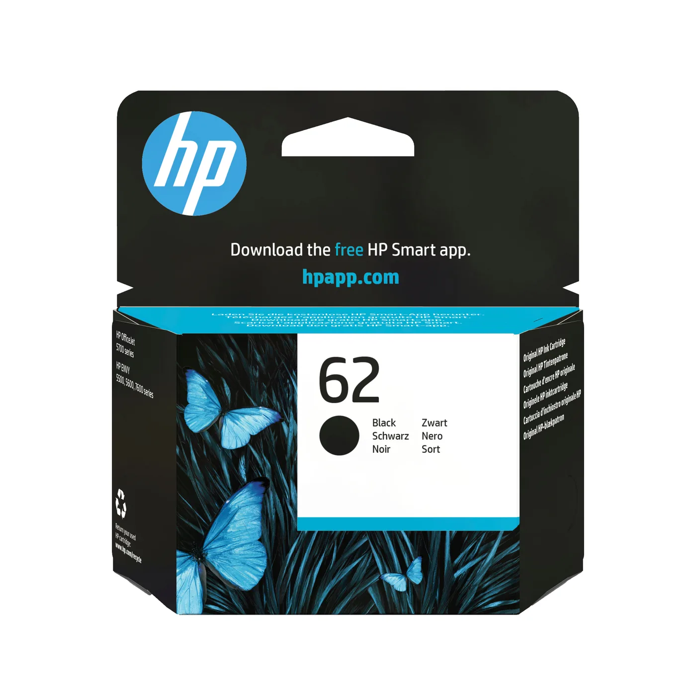 HP INK CARTRIDGE NO 62 BLACK/DE/FR/NL/BE/UK/SE — tusz