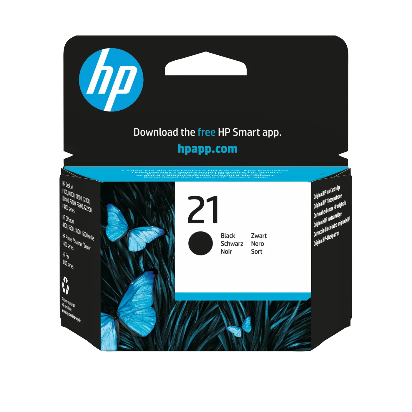 HP 21 BLACK ORIGINAL INK/EN/RU/FR/PL/CZ/HU CARTRIDGE — tusz