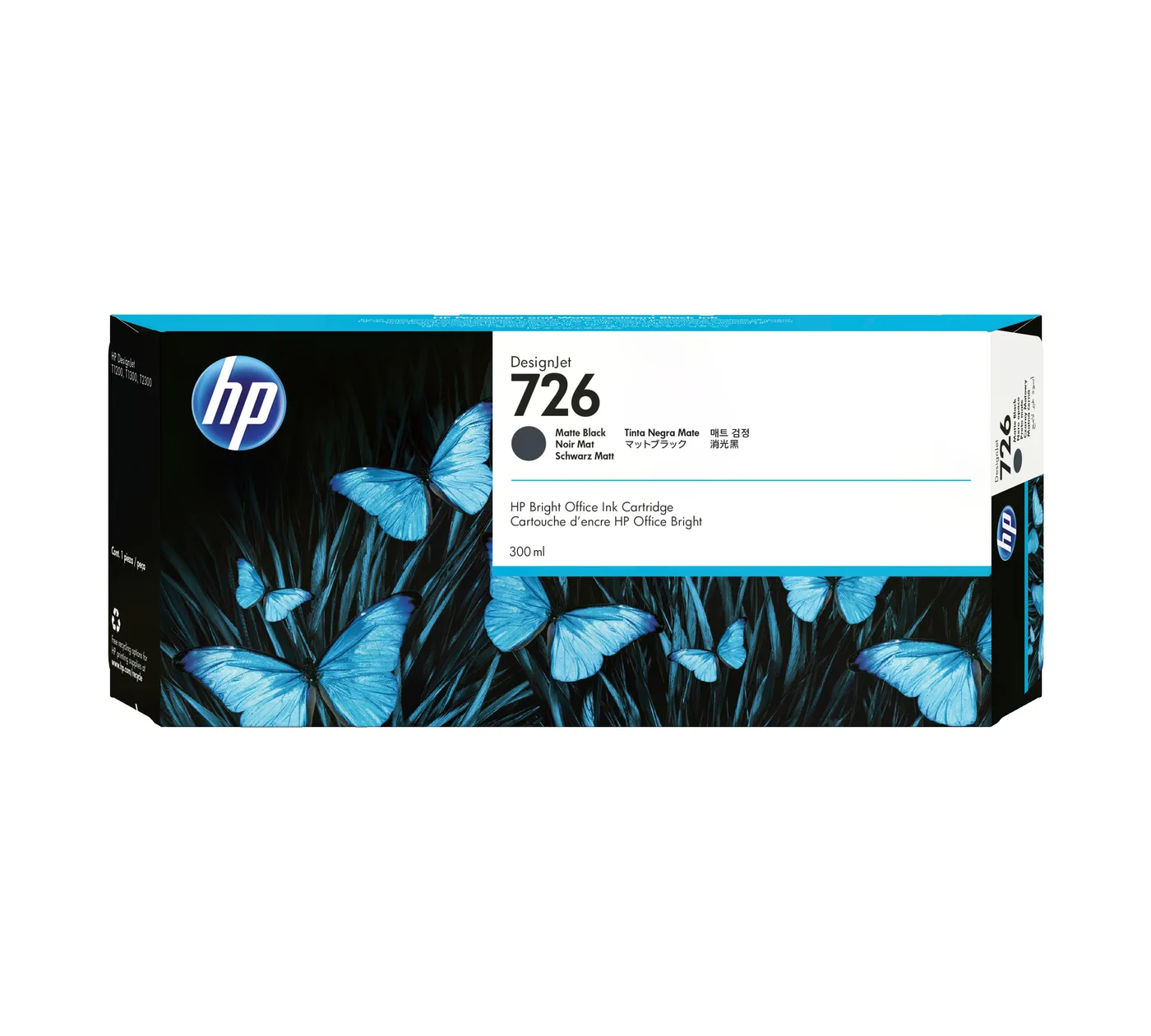 HP MATTE BLACK INK CARTRIDGE/726 300-ML — tusz