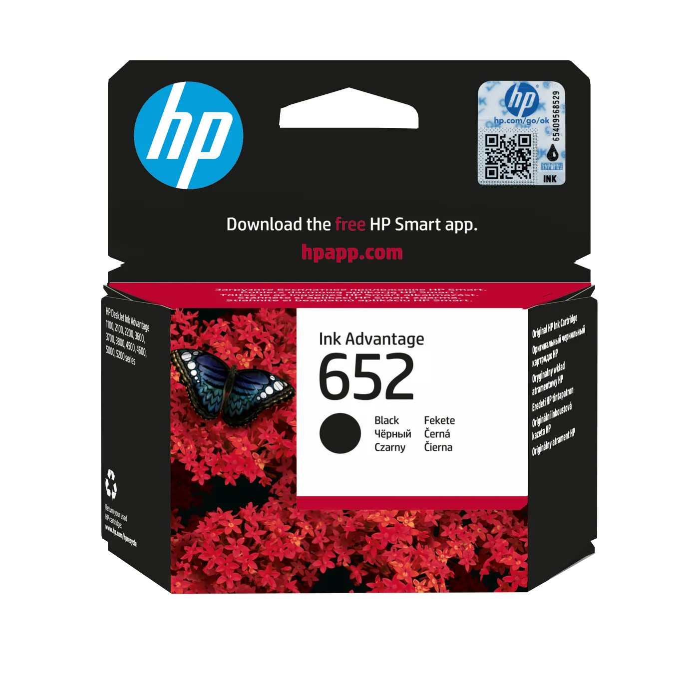 HP INK CARTRIDGE NO 652 BLACK/HU — tusz
