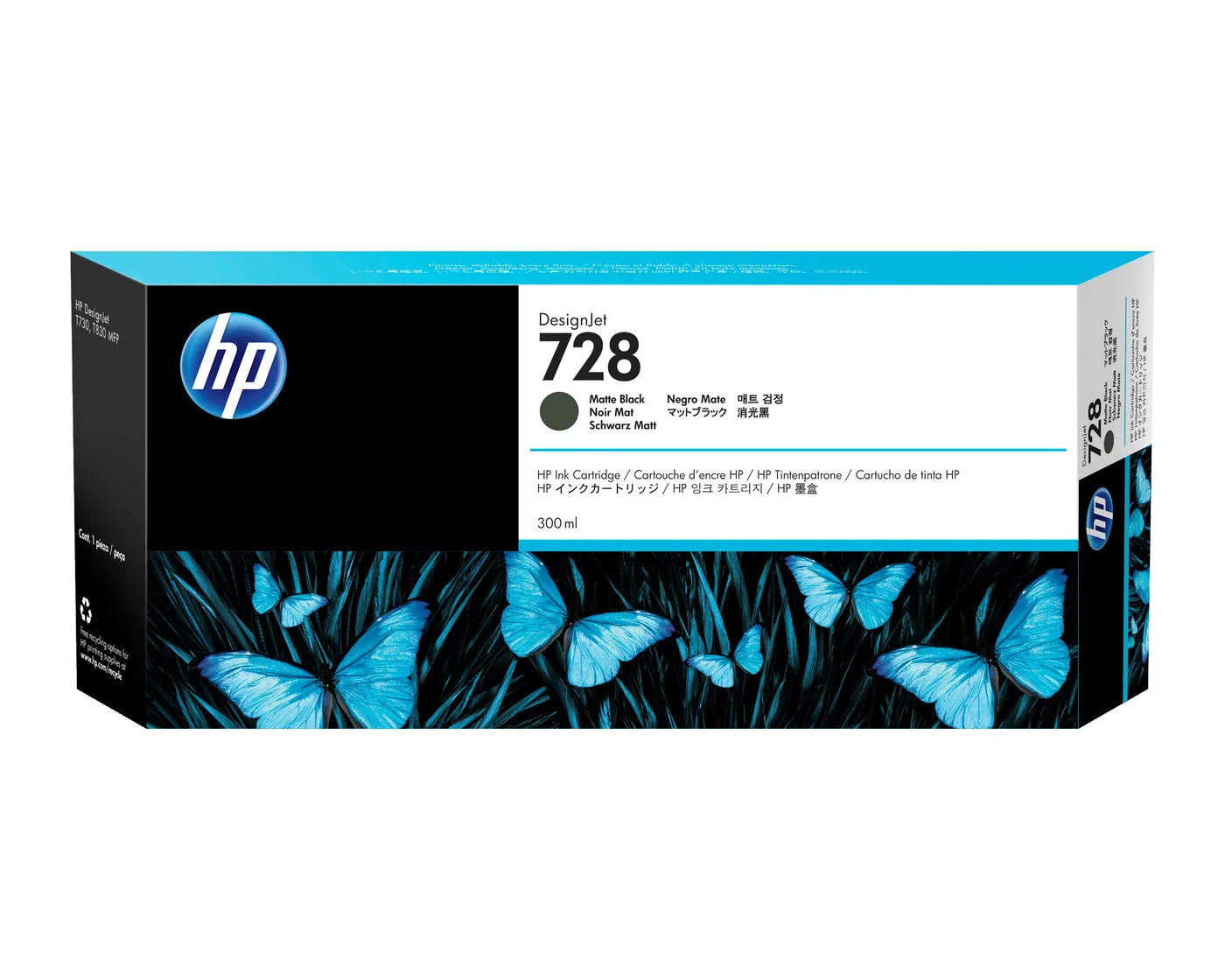 HP INK CARTRIDGE NO 728 MATTEBLACK/300ML — tusz