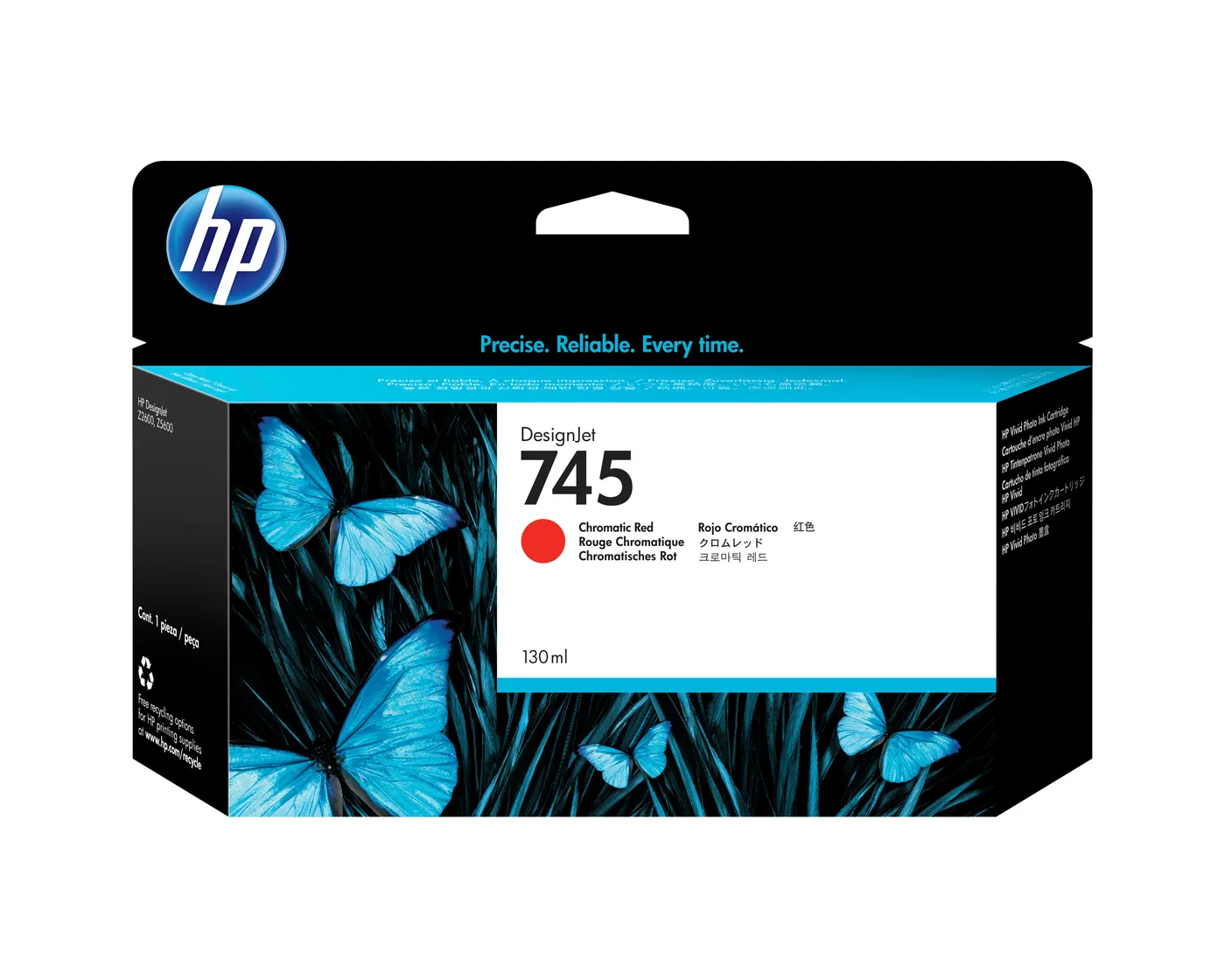 HP INK CARTRIDGE NO 745 CHROM RED/130ML — tusz