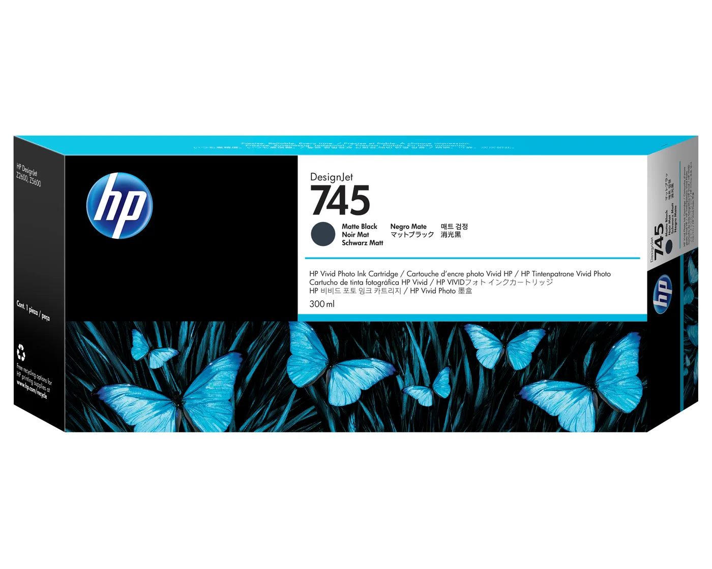 HP INK CARTRIDGE NO 745 MATTEBLACK/300ML — tusz
