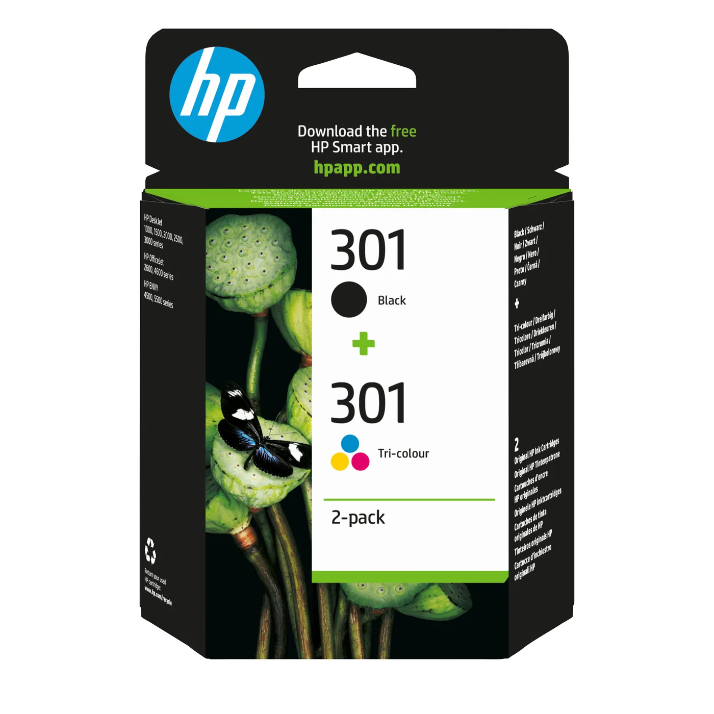 HP INK CARTRIDGE NO 301 B/C/M/Y/COMBO 2-PACK — tusz