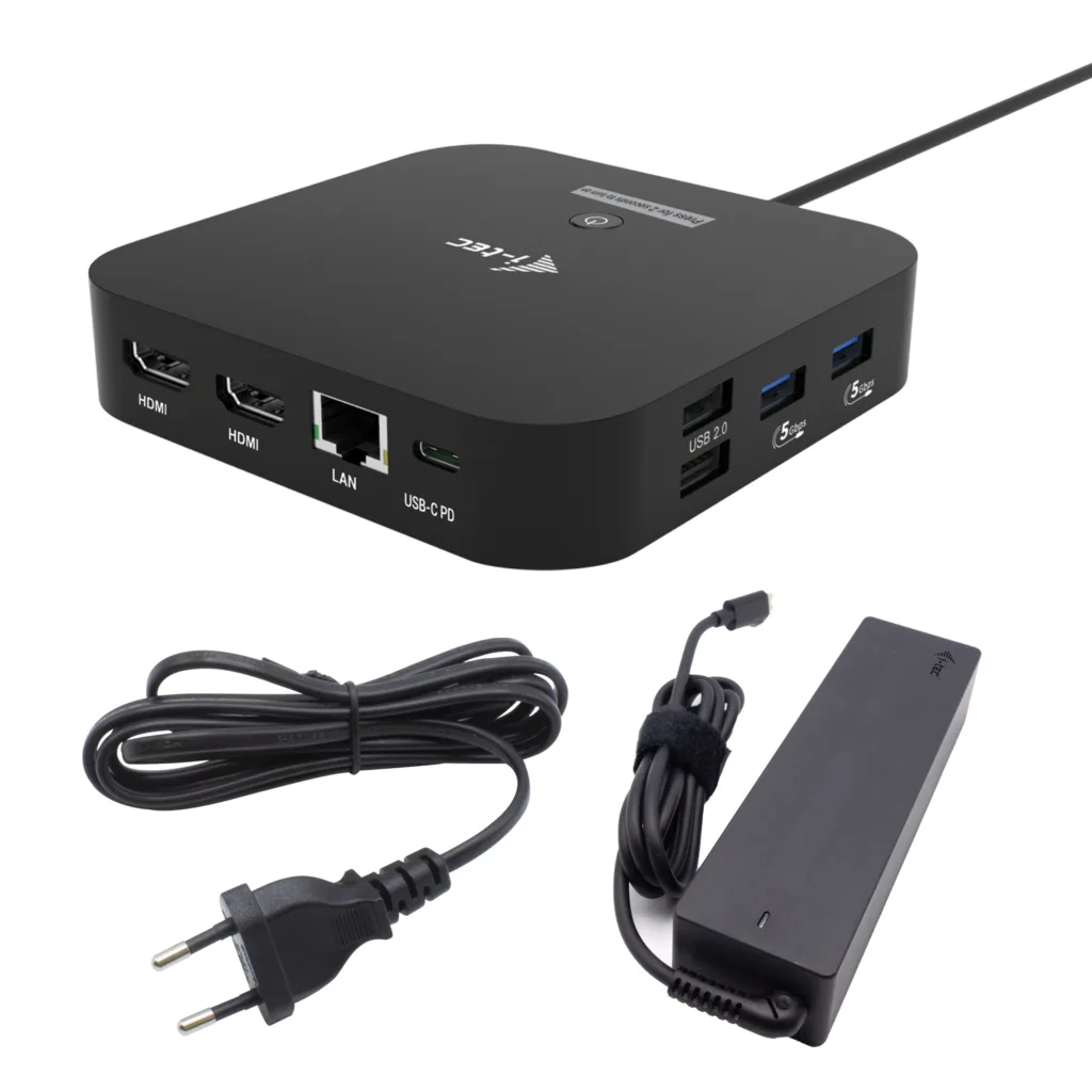 I-TEC USB-C 2X HDMI DOCK 100W/PD 100W + I-TEC CHARGER 100W — stacja dokująca