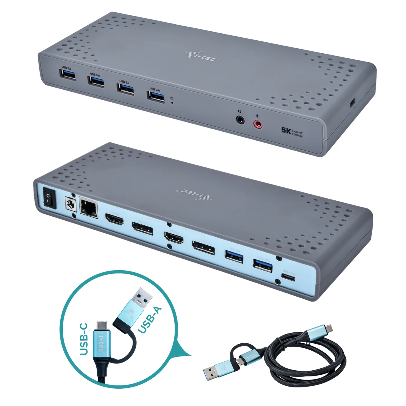 I-TEC USB-C/A DUAL 4K DOCK ST./2XHDMI 2XDP 6XUSB 3.0 K-LOCK — stacja dokująca