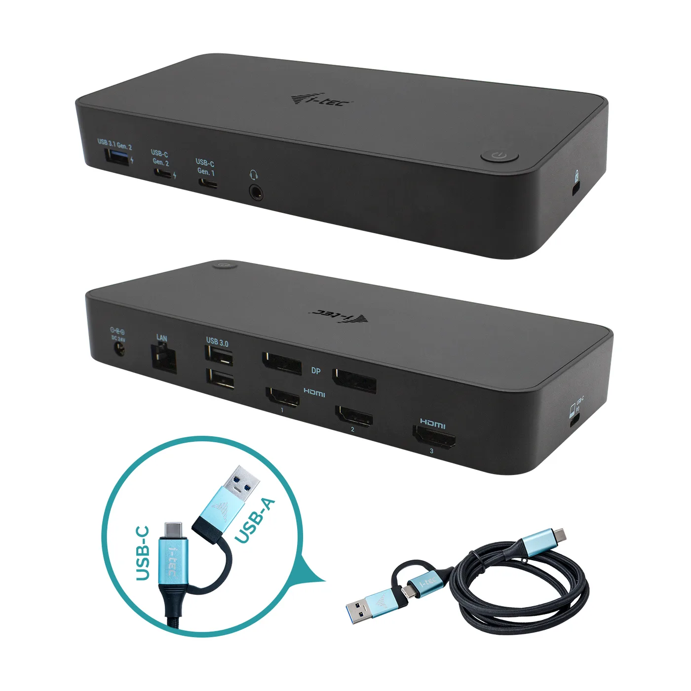 I-TEC USB 3.0/USB-C/THUNDERBOLT/3X 4K DOCKING STATION100W — stacja dokująca