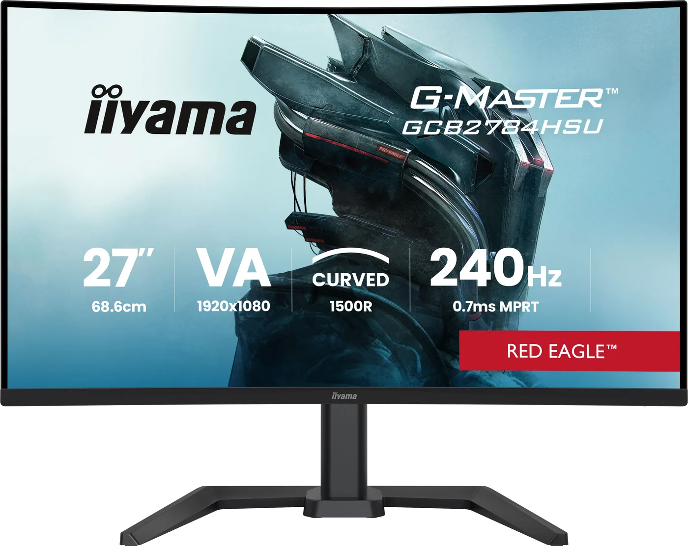 Iiyama IJGCB2784HSU-B1 Red, VA FHD, 1500R, 240Hz, 2A — monitor LCD 27" Full HD