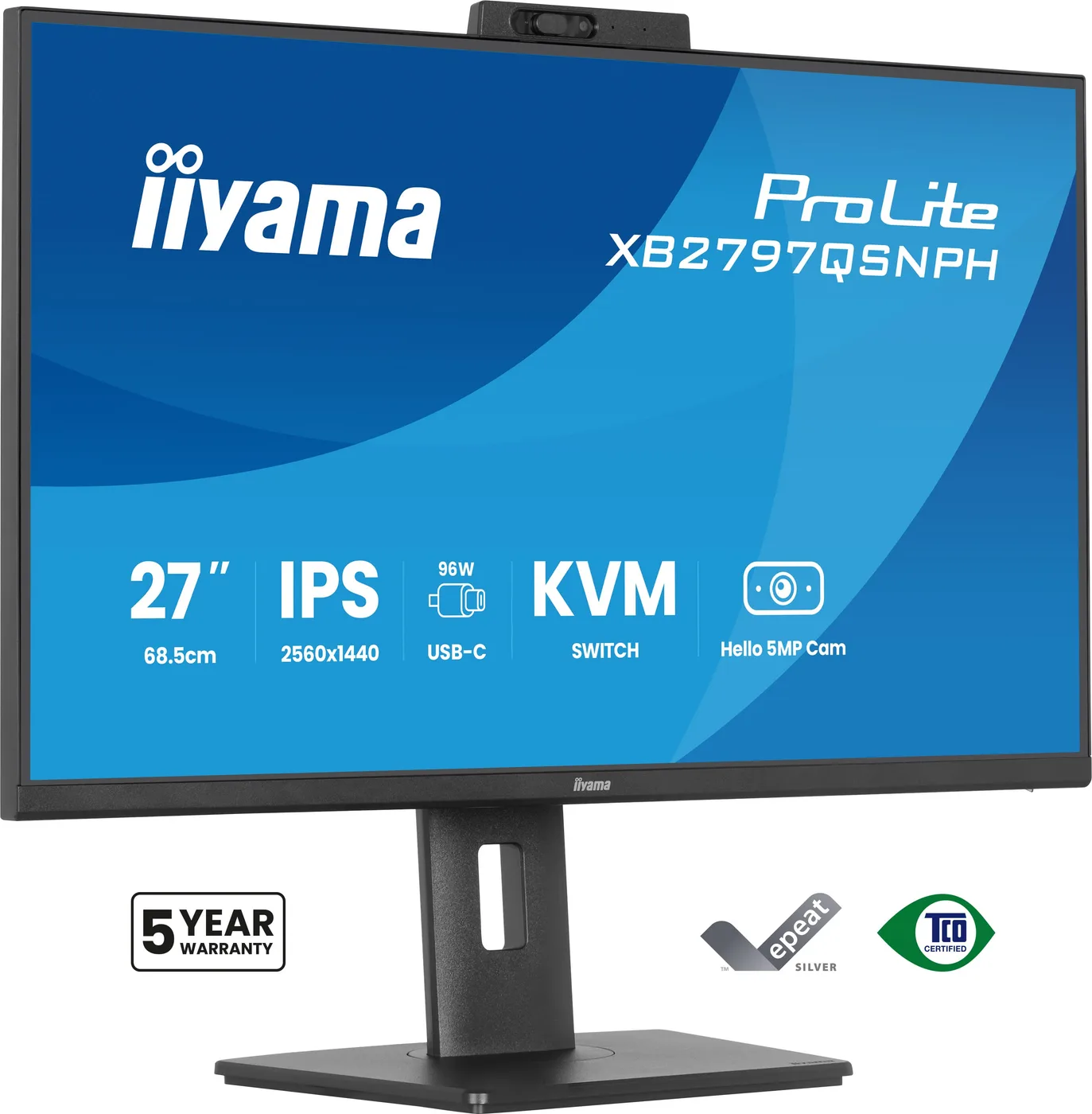 Iiyama XB2797QSNPH-B1 27IN QHD USB-C/DOCKING DISPLAY IPS LCD 4MS 2560 — monitor LCD 27"