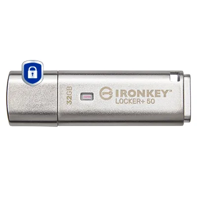 Kingston 32GB USB 3.2 IRONKEY LOCKER+ 50/AES USB W/256BIT ENCRYPTION — pendrive USB